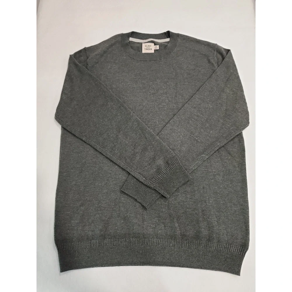 Flint and Tinder Huckberry Crewneck Sweater Mens M Ribbed Collar Cuffs Hem Green